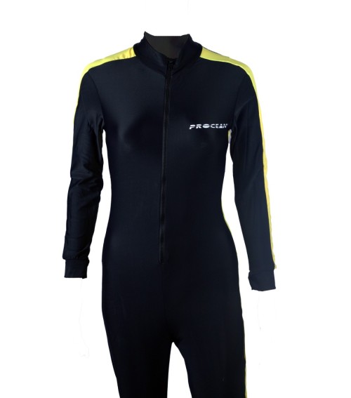 Lycra fullsuit dames Zwart geel